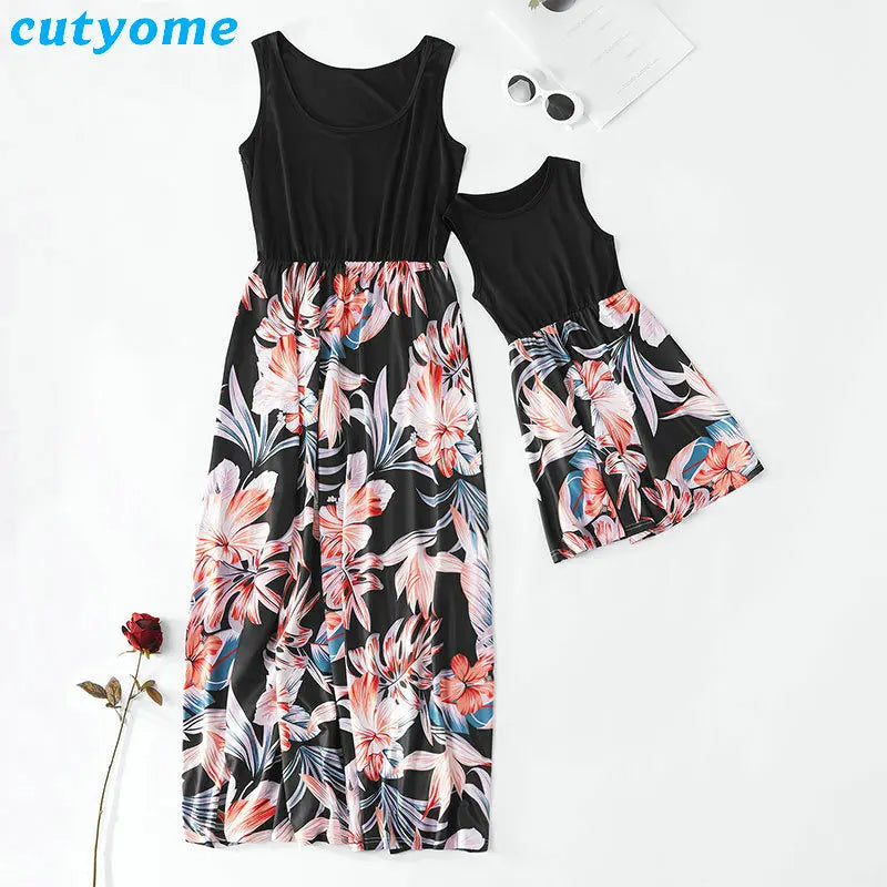 Sleeveless Mom And Daughter Dress Long Dresses 9T