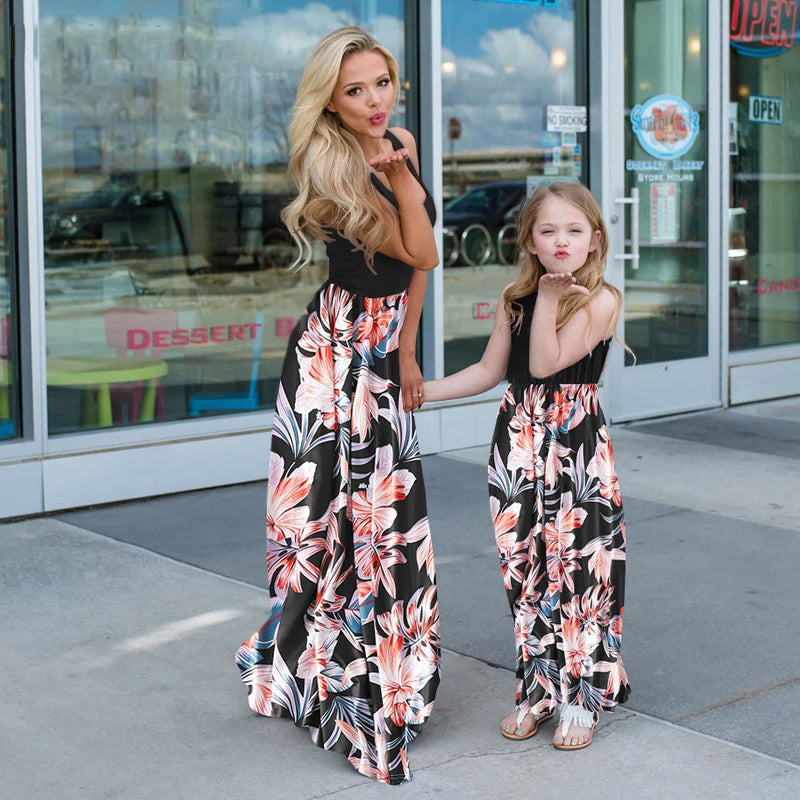 Sleeveless Mom And Daughter Dress Long Dresses 9T