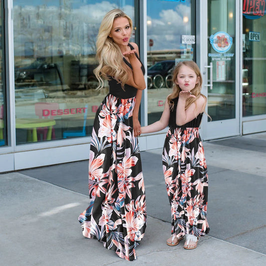 Sleeveless Mom And Daughter Dress Long Dresses 9T