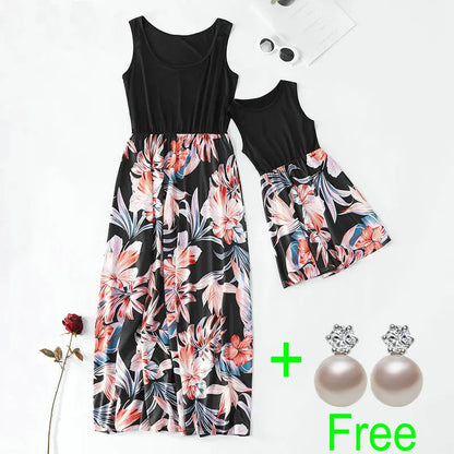 Sleeveless Mom And Daughter Dress Long Dresses 9T