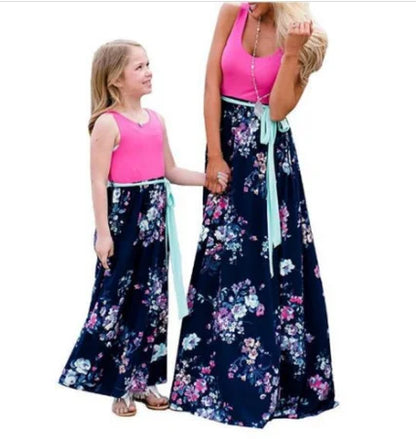 Mother Daughter Dresses Outfits Sleeveless Long Dress