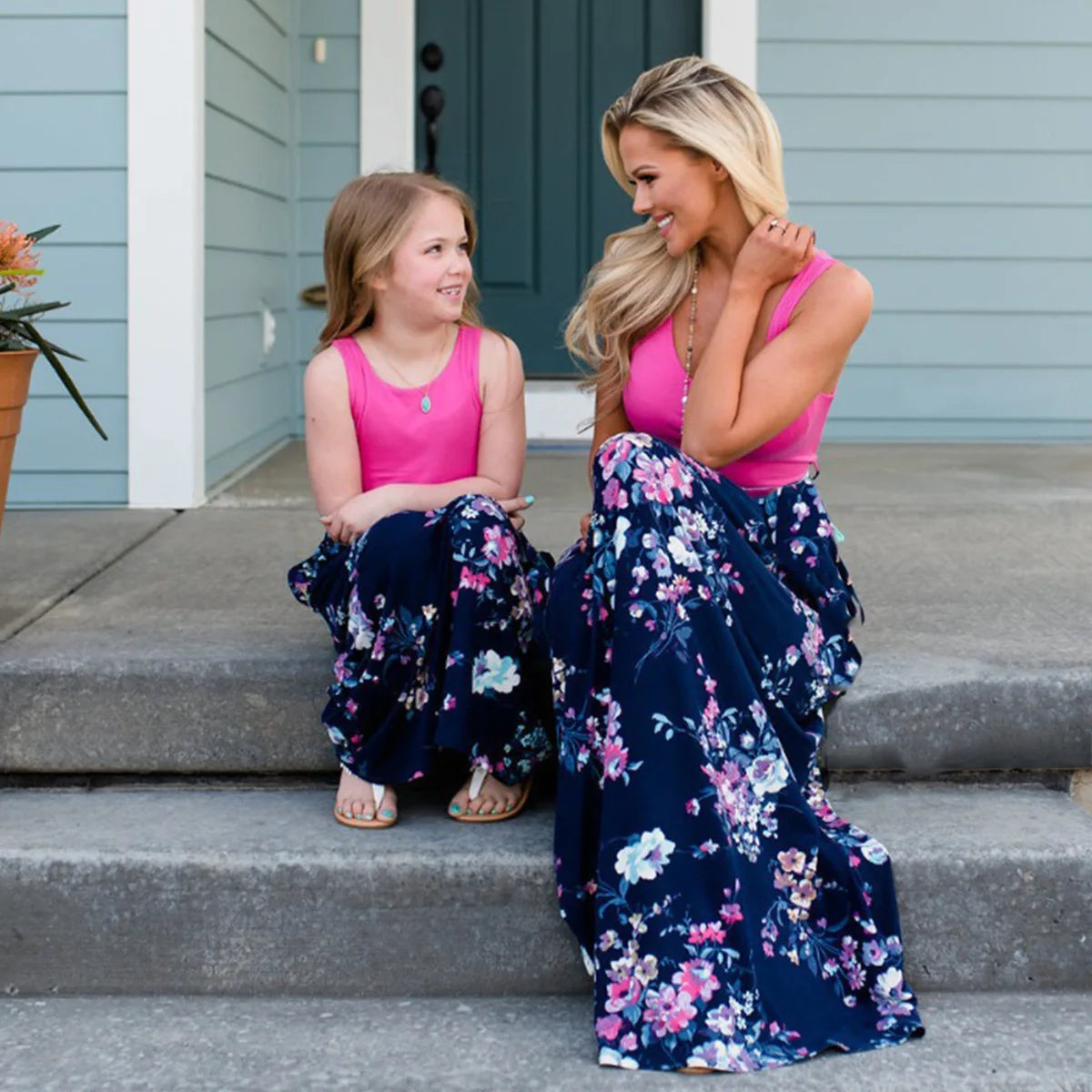Mother Daughter Dresses Outfits Sleeveless Long Dress