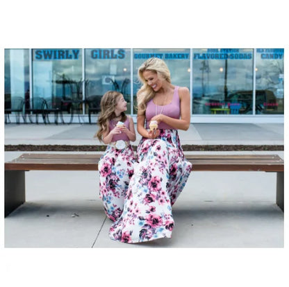 Mother Daughter Dresses Outfits Sleeveless Long Dress